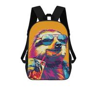 sinyumoney 3D Backpacks Kids School Backpack Sloth Drinking Alcohol School Bag 3D Printing Daypacks for Boys Elementary And Middle School Students 17inch