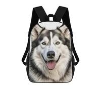 sinyumoney 3D Backpacks Kids School Backpack Smiling Alaskan Malamute School Bag 3D Printing Daypacks for Boys Elementary And Middle School Students 17inch
