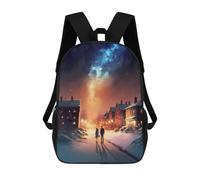 sinyumoney 3D Backpacks Kids School Backpack Snow Couple Landscape School Bag 3D Printing Daypacks for Boys Elementary And Middle School Students 17inch