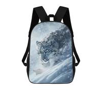 sinyumoney 3D Backpacks Kids School Backpack Snow Leopard Lurking School Bag 3D Printing Daypacks for Boys Elementary And Middle School Students 17inch