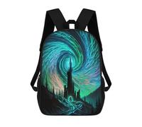 sinyumoney 3D Backpacks Kids School Backpack Spiral Aurora Castle School Bag 3D Printing Daypacks for Boys Elementary And Middle School Students 17inch
