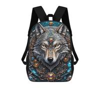 sinyumoney 3D Backpacks Kids School Backpack Starlight Wolf Protector School Bag 3D Printing Daypacks for Boys Elementary And Middle School Students 17inch