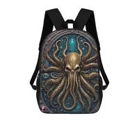sinyumoney 3D Backpacks Kids School Backpack Steampunk Golden Kraken School Bag 3D Printing Daypacks for Boys Elementary And Middle School Students 17inch