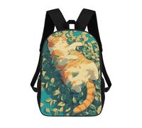 sinyumoney 3D Backpacks Kids School Backpack Time To Relax Orange Cat School Bag 3D Printing Daypacks for Boys Elementary And Middle School Students 17inch