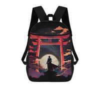 sinyumoney 3D Backpacks Kids School Backpack Torii Gate Moonlight School Bag 3D Printing Daypacks for Boys Elementary And Middle School Students 17inch