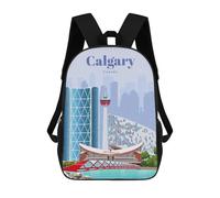sinyumoney 3D Backpacks Kids School Backpack Travel to Calgary School Bag 3D Printing Daypacks for Boys Elementary And Middle School Students 17inch
