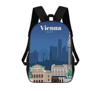 sinyumoney 3D Backpacks Kids School Backpack Travel to Vienna School Bag 3D Printing Daypacks for Boys Elementary And Middle School Students 17inch