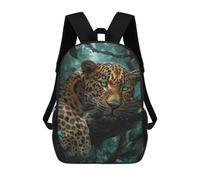 sinyumoney 3D Backpacks Kids School Backpack Tropical Jungle Leopard School Bag 3D Printing Daypacks for Boys Elementary And Middle School Students 17inch