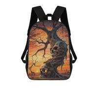sinyumoney 3D Backpacks Kids School Backpack Unearthly Dual Skull Tree School Bag 3D Printing Daypacks for Boys Elementary And Middle School Students 17inch