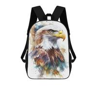 sinyumoney 3D Backpacks Kids School Backpack Watercolor Bald Eagle School Bag 3D Printing Daypacks for Boys Elementary And Middle School Students 17inch