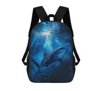 sinyumoney 3D Backpacks Kids School Backpack Whale Shark Ocean School Bag 3D Printing Daypacks for Boys Elementary And Middle School Students 17inch