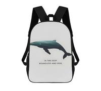 sinyumoney 3D Backpacks Kids School Backpack Whale Silhouette with Ocean School Bag 3D Printing Daypacks for Boys Elementary And Middle School Students 17inch