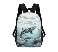 sinyumoney 3D Backpacks Kids School Backpack Whale Underwater School Bag 3D Printing Daypacks for Boys Elementary And Middle School Students 17inch