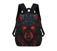 sinyumoney 3D Backpacks Kids School Backpack Wolf Red And Black Animals School Bag 3D Printing Daypacks for Boys Elementary And Middle School Students 17inch