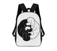 sinyumoney 3D Backpacks Kids School Backpack Yin Yang Poodle Dogs School Bag 3D Printing Daypacks for Boys Elementary And Middle School Students 17inch
