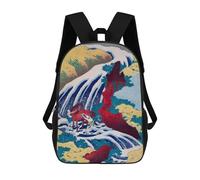 sinyumoney 3D Backpacks Kids School Backpack Yoshitsune Falls School Bag 3D Printing Daypacks for Boys Elementary And Middle School Students 17inch