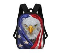sinyumoney 3D Bald Eagle USA Patriot Kid's Backpack Waterproof 17inch School Bag Cute Rucksacks Fashion Casual Schoolbag for Kids for Girl Boy School