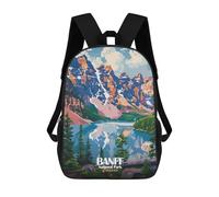 sinyumoney 3D Banff National Park Canada Landscape Art School Backpack for Kids Adult,Animal Schoolbags Large Bookbags Casual Daypack with Side Mesh Pocket 17inch