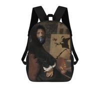 sinyumoney 3D Banksy Self Portrait Printing Daypacks Kids Casual Backpack Knapsack High Capacity Rucksack Travel Laptop Book Bag 17inch