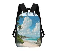 sinyumoney 3D Barbados Caribbean Travel School Backpack Student Casual Backpack For Kid's Children's Daypack Bookbag Hiking Sports Outdoor Work Travel Laptop Bag 17inch