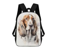 sinyumoney 3D Basset Hound Porrtait School Backpack Student Casual Backpack For Kid's Children's Daypack Bookbag Hiking Sports Outdoor Work Travel Laptop Bag 17inch