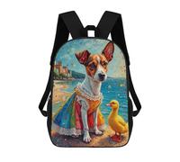 sinyumoney 3D Beach Adventure with Dog And Duckling 17 Inch School Backpack Student Casual Backpack For Kid's Children's Daypack Bookbag Hiking Sports Outdoor Work Travel Laptop Bag