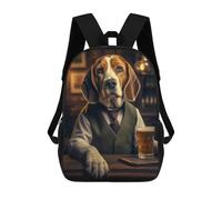 sinyumoney 3D Beagle in The Pub Kid's Backpack Waterproof 17inch School Bag Cute Rucksacks Fashion Casual Schoolbag for Kids for Girl Boy School
