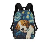 sinyumoney 3D Beagle Puppy Starry Night Kid's Backpack Waterproof 17inch School Bag Cute Rucksacks Fashion Casual Schoolbag for Kids for Girl Boy School