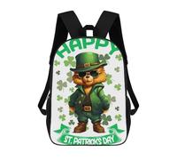 sinyumoney 3D Bear Saint Patricks Day School Backpack Student Casual Backpack For Kid's Children's Daypack Bookbag Hiking Sports Outdoor Work Travel Laptop Bag 17inch