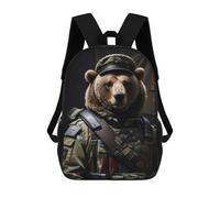 sinyumoney 3D Bear Soldier Funny Printing Daypacks Kids Casual Backpack Knapsack High Capacity Rucksack Travel Laptop Book Bag 17inch