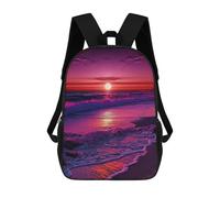 sinyumoney 3D Beautiful Sunset Beach Kid's Backpack Waterproof 17inch School Bag Cute Rucksacks Fashion Casual Schoolbag for Kids for Girl Boy School