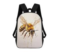 sinyumoney 3D Bee Watercolor School Backpack Student Casual Backpack For Kid's Children's Daypack Bookbag Hiking Sports Outdoor Work Travel Laptop Bag 17inch
