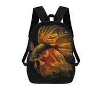 sinyumoney 3D Bettas Gold Fish 17 Inch School Backpack Student Casual Backpack For Kid's Children's Daypack Bookbag Hiking Sports Outdoor Work Travel Laptop Bag