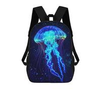 sinyumoney 3D Bioluminescent Jellyfish Printing Daypacks Kids Casual Backpack Knapsack High Capacity Rucksack Travel Laptop Book Bag 17inch