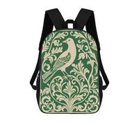 sinyumoney 3D Bird And Floral Ornament Illustration 17 Inch School Backpack Student Casual Backpack For Kid's Children's Daypack Bookbag Hiking Sports Outdoor Work Travel Laptop Bag