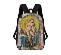 sinyumoney 3D Birth of Venus Graffiti Collage School Backpack for Kids Adult,Animal Schoolbags Large Bookbags Casual Daypack with Side Mesh Pocket 17inch