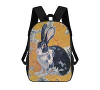 sinyumoney 3D Black And White Bunny Art Print School Backpack for Kids Adult,Animal Schoolbags Large Bookbags Casual Daypack with Side Mesh Pocket 17inch