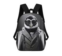 sinyumoney 3D Black And White Penguin School Backpack Student Casual Backpack For Kid's Children's Daypack Bookbag Hiking Sports Outdoor Work Travel Laptop Bag 17inch
