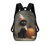 sinyumoney 3D Black Cat Witch Print Children Backpack for School Students Backpacks Schoolbag Shoulder Book Bags 17inch
