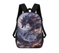 sinyumoney 3D Black Kitsune Fox Kid's Backpack Waterproof 17inch School Bag Cute Rucksacks Fashion Casual Schoolbag for Kids for Girl Boy School