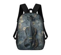 sinyumoney 3D Black Violin Instrument-1 Kid's Backpack Waterproof 17inch School Bag Cute Rucksacks Fashion Casual Schoolbag for Kids for Girl Boy School