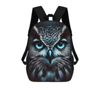 sinyumoney 3D Blue-Eyed Owl Portrait 17 Inch School Backpack Student Casual Backpack For Kid's Children's Daypack Bookbag Hiking Sports Outdoor Work Travel Laptop Bag
