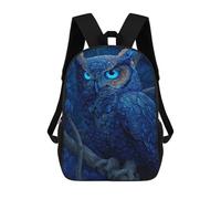 sinyumoney 3D Blue Owl Art Print School Backpack Student Casual Backpack For Kid's Children's Daypack Bookbag Hiking Sports Outdoor Work Travel Laptop Bag 17inch