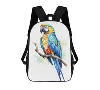 sinyumoney 3D Blue Yellow Macaw Parrot 17 Inch School Backpack Student Casual Backpack For Kid's Children's Daypack Bookbag Hiking Sports Outdoor Work Travel Laptop Bag