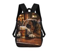 sinyumoney 3D Brewsky Beer Dog School Backpack Student Casual Backpack For Kid's Children's Daypack Bookbag Hiking Sports Outdoor Work Travel Laptop Bag 17inch