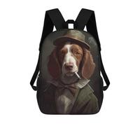 sinyumoney 3D Brittany Spaniel Gangster School Backpack for Kids Adult,Animal Schoolbags Large Bookbags Casual Daypack with Side Mesh Pocket 17inch