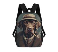 sinyumoney 3D Brown Labrador Gangster Printing Daypacks Kids Casual Backpack Knapsack High Capacity Rucksack Travel Laptop Book Bag 17inch