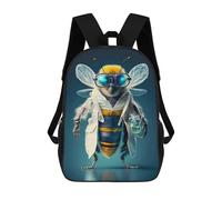 sinyumoney 3D Buzzing Genius Lab Bee Kid's Backpack Waterproof 17inch School Bag Cute Rucksacks Fashion Casual Schoolbag for Kids for Girl Boy School