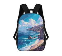 sinyumoney 3D California Beach Pixel School Backpack Student Casual Backpack For Kid's Children's Daypack Bookbag Hiking Sports Outdoor Work Travel Laptop Bag 17inch