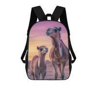 sinyumoney 3D Camel And Calf at Sunset Printing Daypacks Kids Casual Backpack Knapsack High Capacity Rucksack Travel Laptop Book Bag 17inch